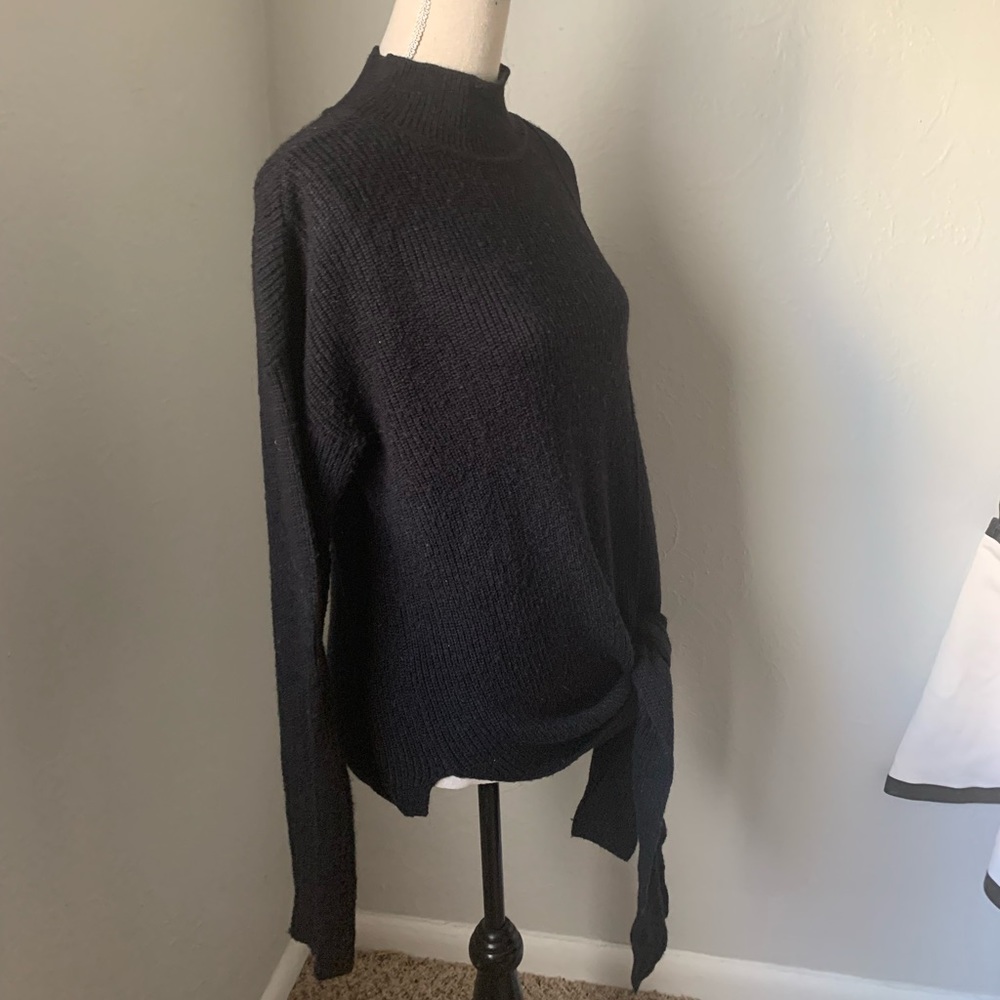 Halogen black mock turtleneck side tie sweater size small - Picture 8 of 10